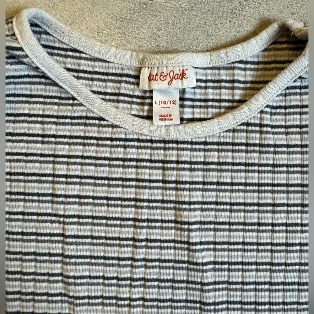 Kids Cat & Jack Striped Ribbed Long Sleeve Tee 10/12 - Picture 3 of 5